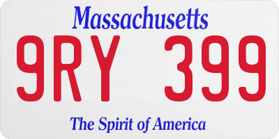 MA license plate 9RY399