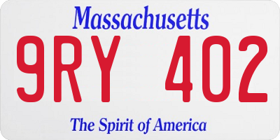 MA license plate 9RY402