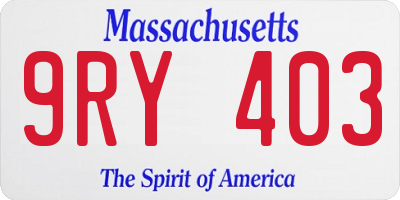 MA license plate 9RY403