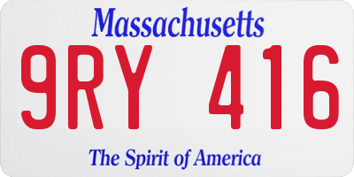 MA license plate 9RY416