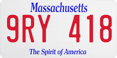 MA license plate 9RY418