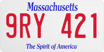 MA license plate 9RY421