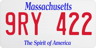 MA license plate 9RY422