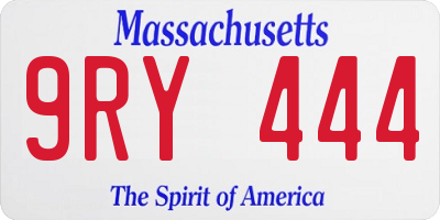 MA license plate 9RY444