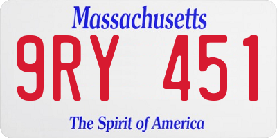 MA license plate 9RY451