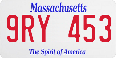 MA license plate 9RY453