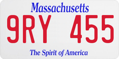 MA license plate 9RY455