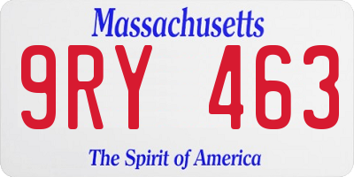 MA license plate 9RY463