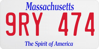 MA license plate 9RY474