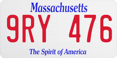 MA license plate 9RY476