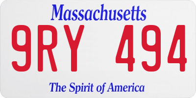 MA license plate 9RY494