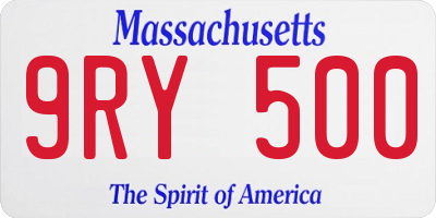 MA license plate 9RY500