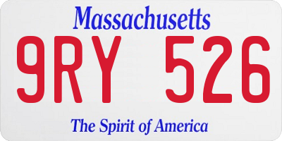 MA license plate 9RY526