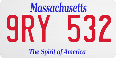 MA license plate 9RY532