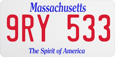 MA license plate 9RY533