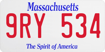 MA license plate 9RY534