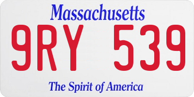 MA license plate 9RY539