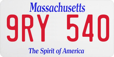 MA license plate 9RY540