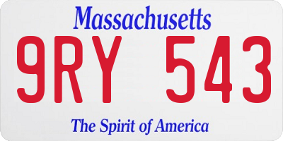 MA license plate 9RY543