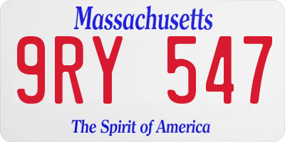 MA license plate 9RY547