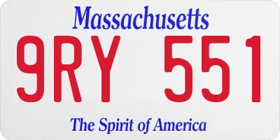 MA license plate 9RY551