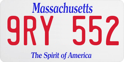 MA license plate 9RY552