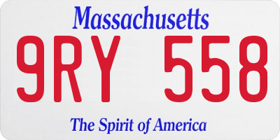 MA license plate 9RY558