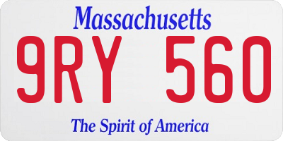 MA license plate 9RY560