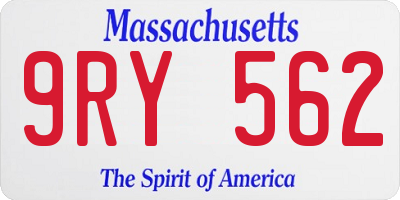 MA license plate 9RY562