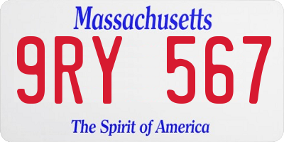 MA license plate 9RY567