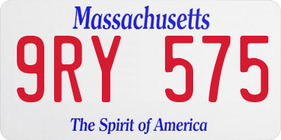 MA license plate 9RY575