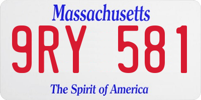 MA license plate 9RY581