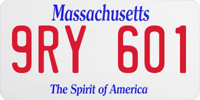 MA license plate 9RY601