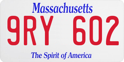 MA license plate 9RY602