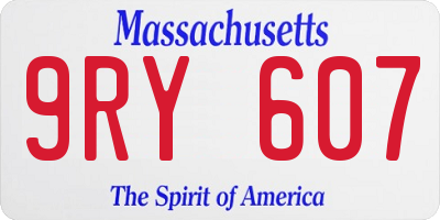 MA license plate 9RY607
