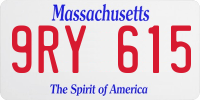 MA license plate 9RY615