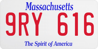 MA license plate 9RY616