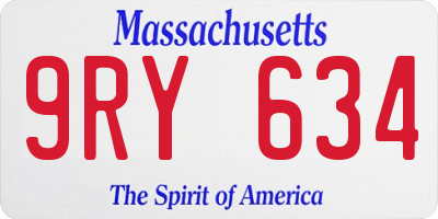 MA license plate 9RY634