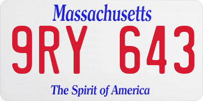 MA license plate 9RY643