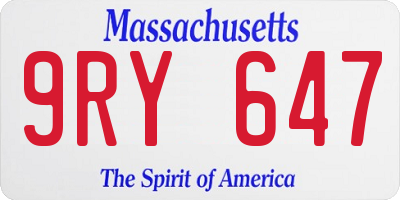 MA license plate 9RY647