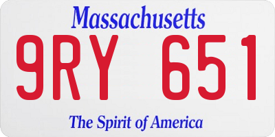 MA license plate 9RY651