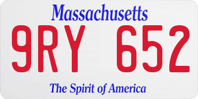 MA license plate 9RY652