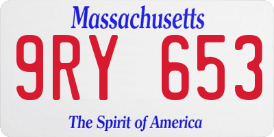 MA license plate 9RY653
