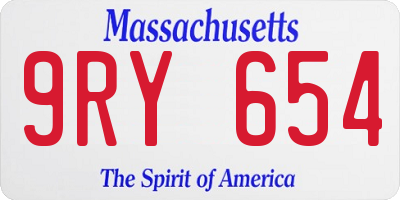MA license plate 9RY654