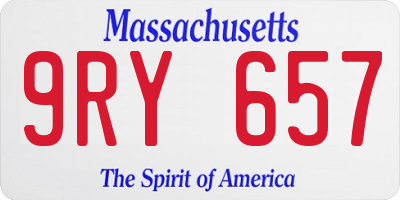 MA license plate 9RY657