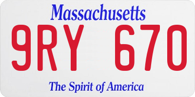 MA license plate 9RY670