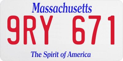 MA license plate 9RY671