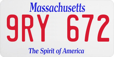 MA license plate 9RY672