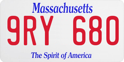 MA license plate 9RY680