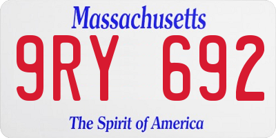 MA license plate 9RY692